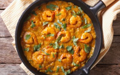 Crevettes au curry et lait de coco